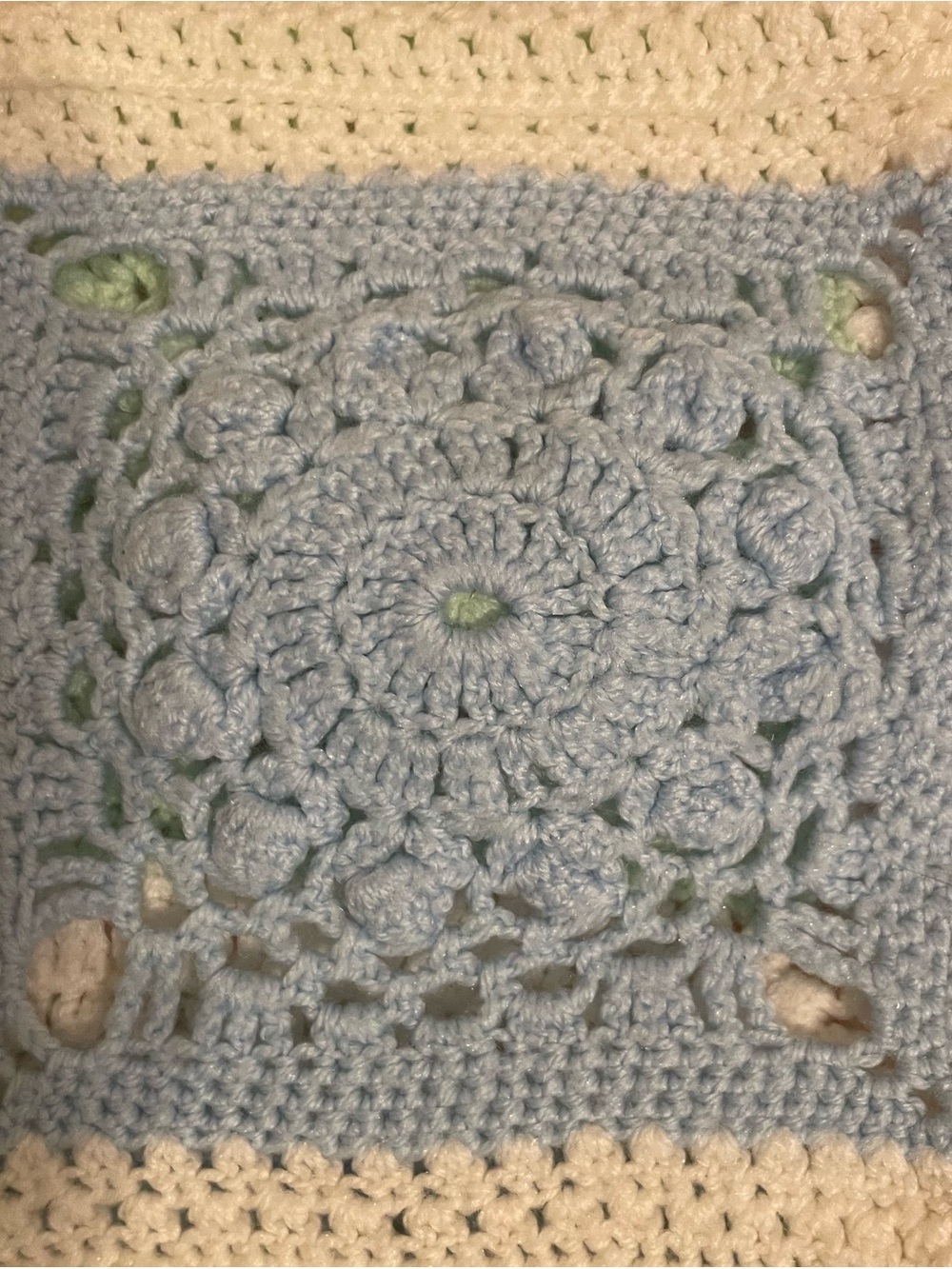 Unisex Handmade Crochet Pastel Fine Detailed Square Baby Blanket. See descr.NWT! - Picture 5 of 6